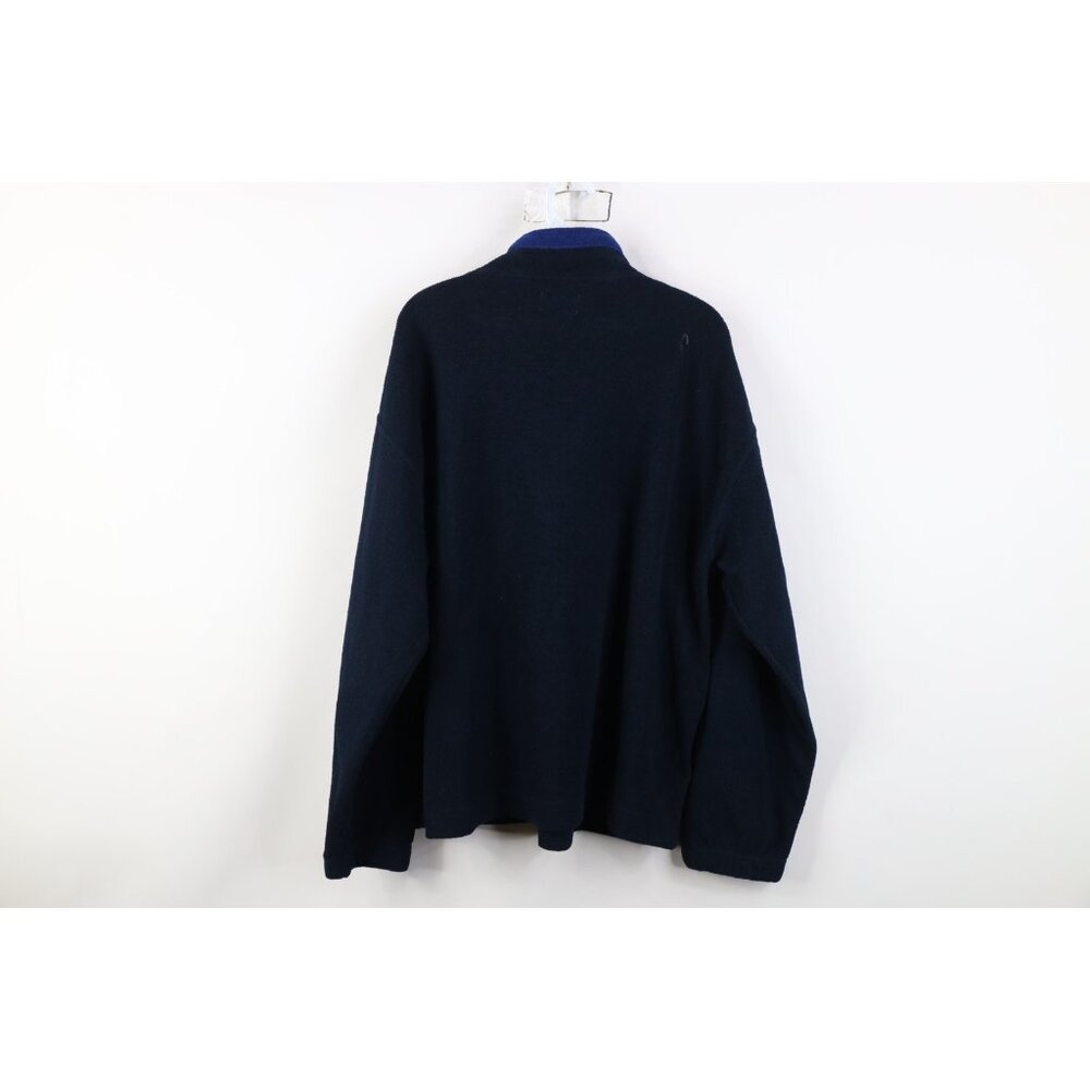 Vintage 90s Perry Ellis Mens Large Spell Out Flag 1/4 Half Zip Fleece Sweater - Picture 12 of 14